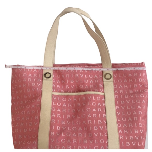 BVLGARI MAEREA Pink/Coral Leather Trim Satchel - Picture 5 of 15